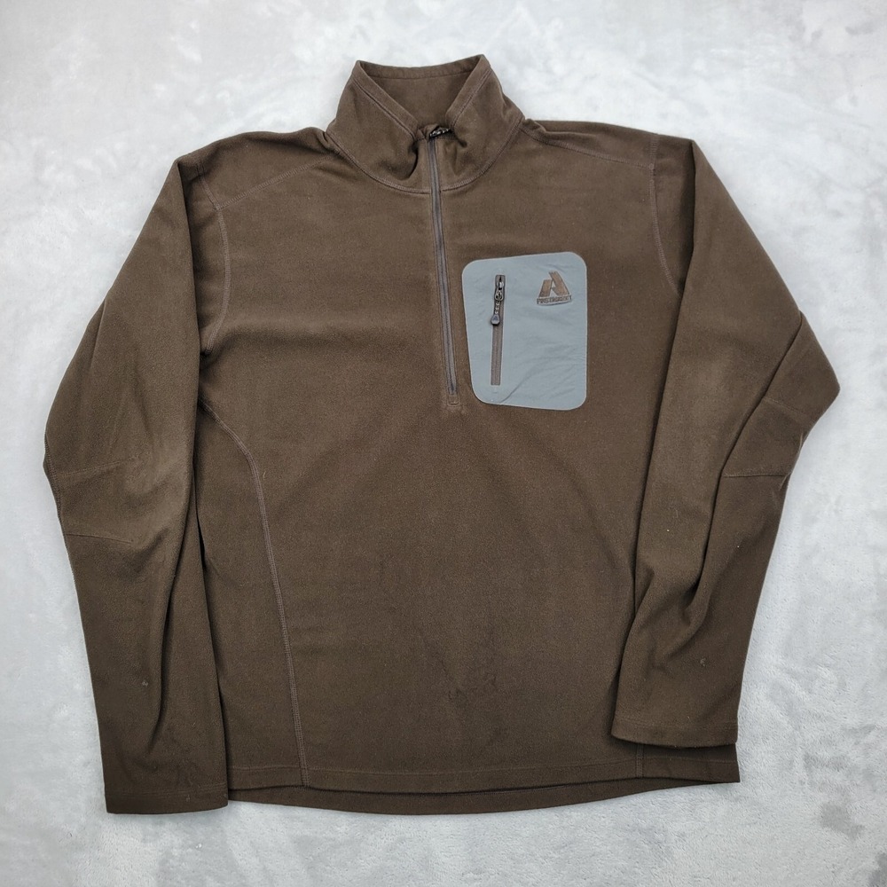 Eddie Bauer Sweater Mens Large Brown Mock Fleece Sweatshirt First Ascent Adult L